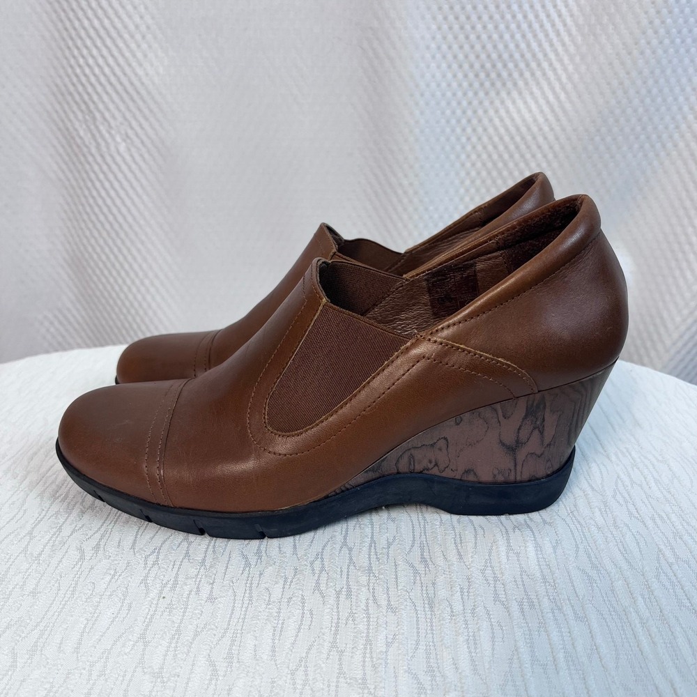 SANITA Madeline Shoes EU 39 | US 8.5 Brown Leather 3" Wedge (S505)‎
